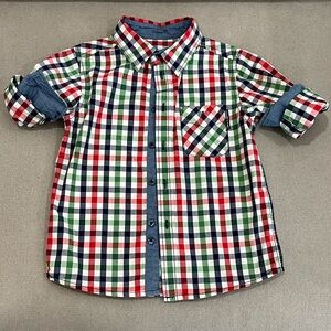 Polarn O. Pyret Red, Green & Blue Plaid Button-Down Shirt